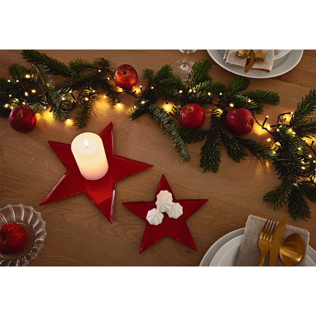 Emaille-Tablett Stern Metall 27,5 x 1 x 27,5 cm rot-gold Bild 2