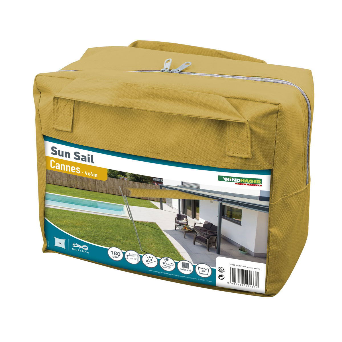 Viereck-Segel Cannes 4 x 4 m gelb Bild 4