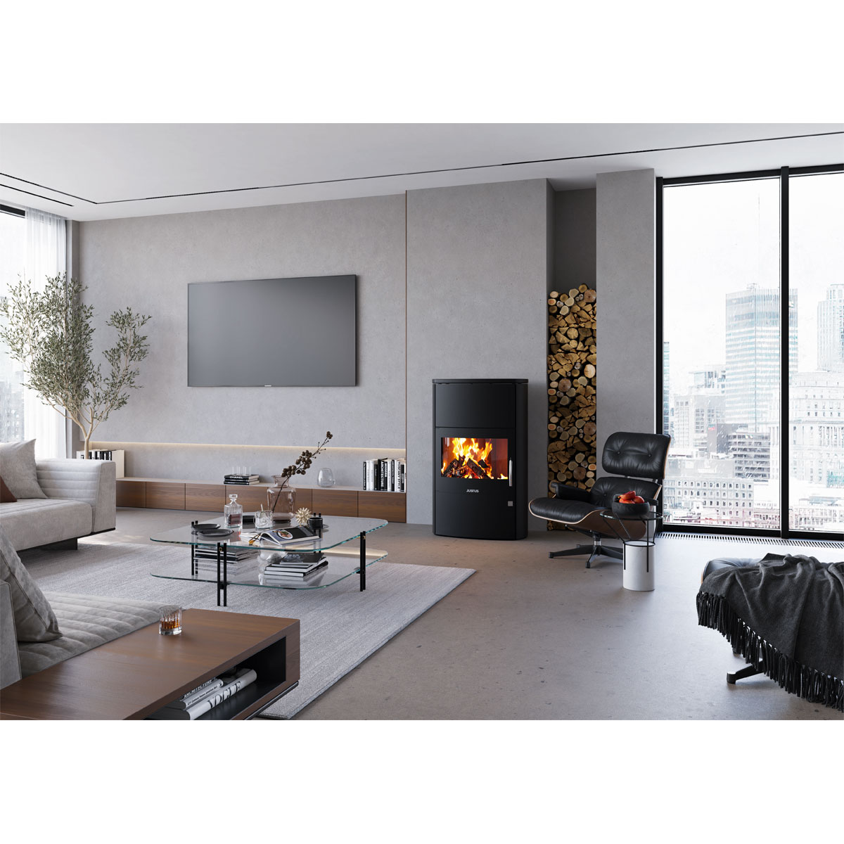 Justus Kaminofen Agero W+ Stahl Schwarz Bild 3
