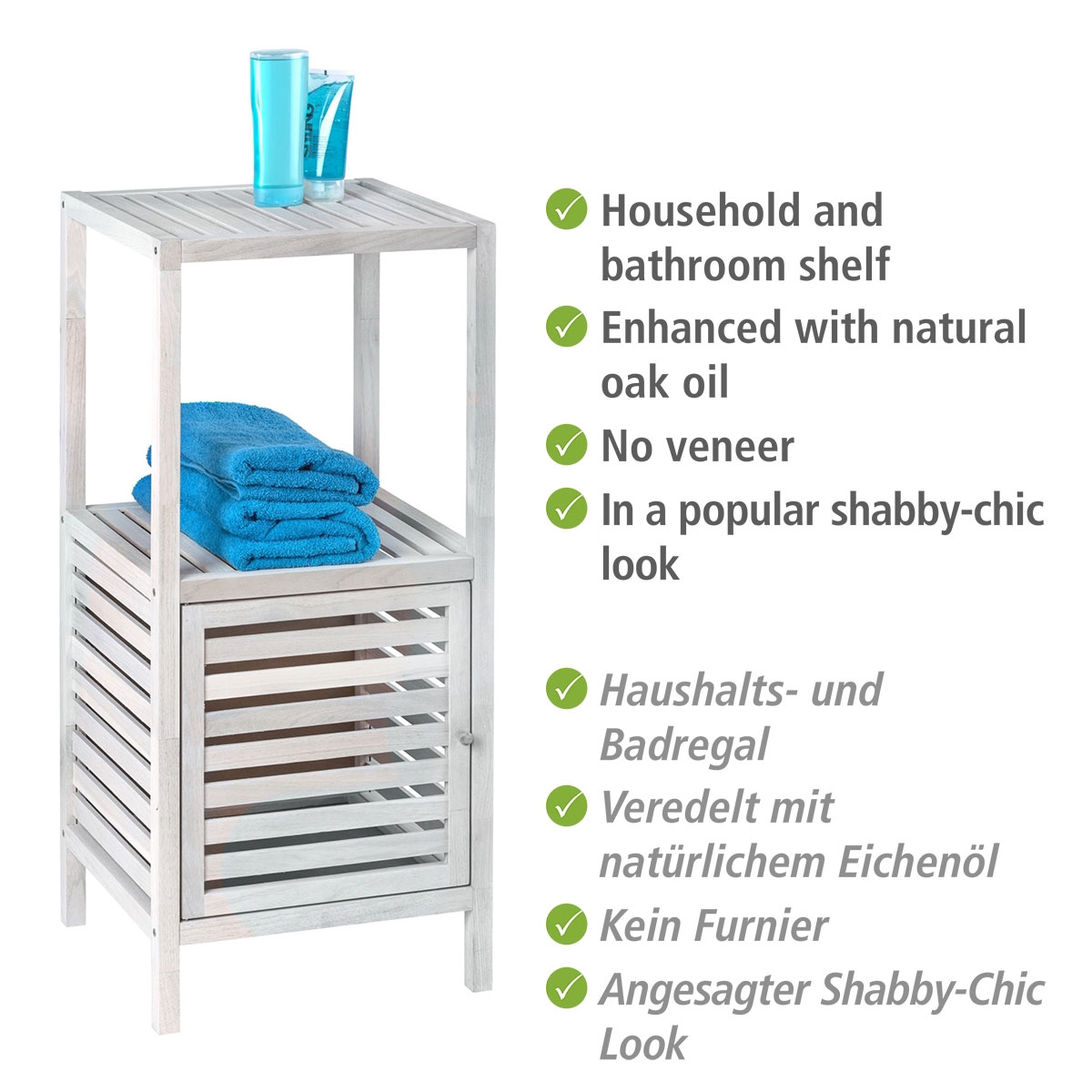 Wenko  Regal Norway mit Tür Natur Weiß massives Walnussholz Bild 4