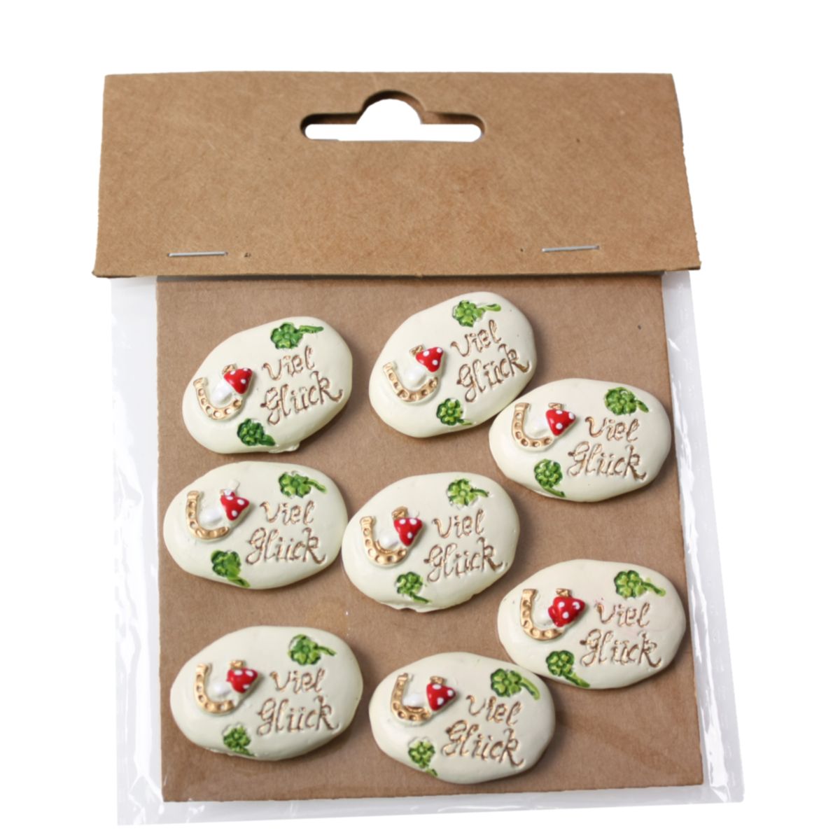 Stein mit Viel Glueck im Blister 8 Stk. ca. 2,8cm
