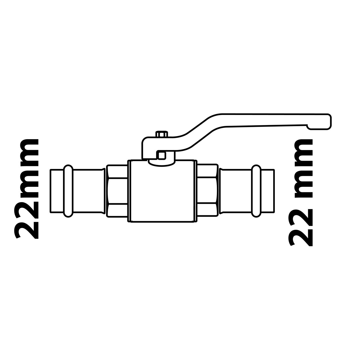 Kirchhoff MS Kugelhahn 22 x 22 mm mit CU-Pressanschluss