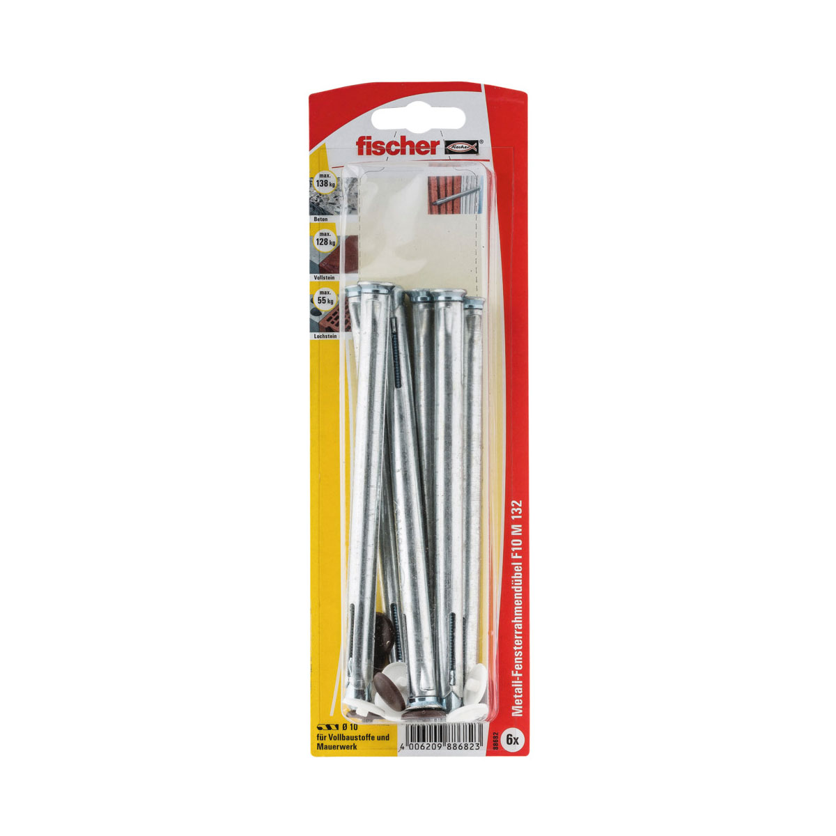 Fischer Fensterrahmendübel F 10 M 132 mm 6 Stück