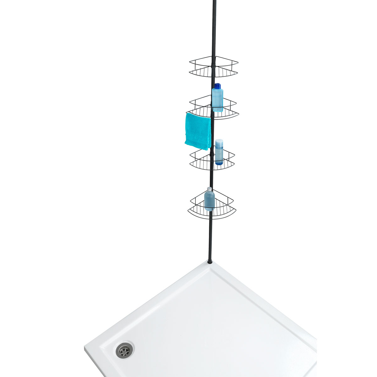 Wenko  Teleskop-Eckregal Dolcedo Edelstahl Schwarz matt rostfrei Duschregal Bild 3