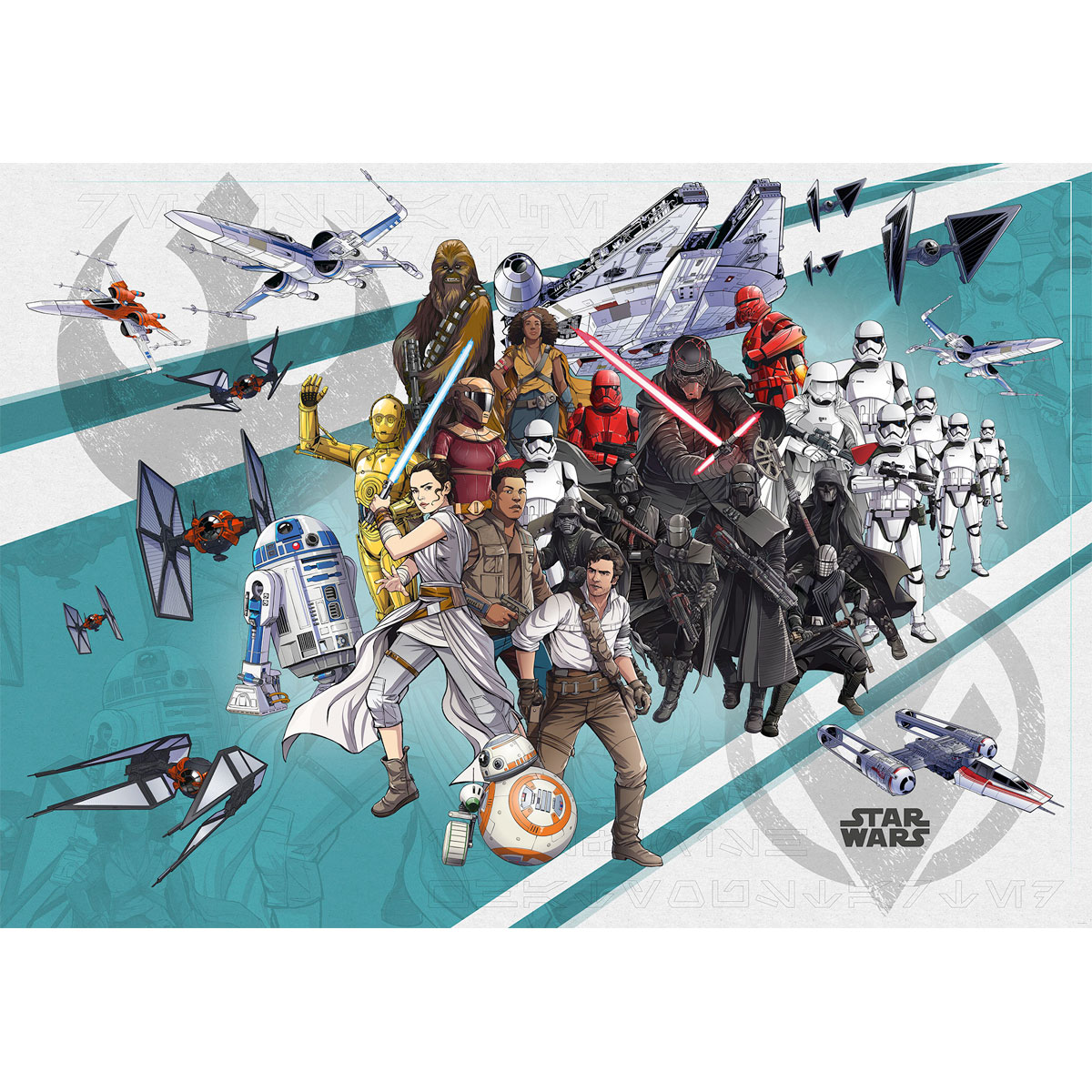 Komar  Vlies Fototapete Star Wars Cartoon Collage Wide 400x280 cm Bild 2
