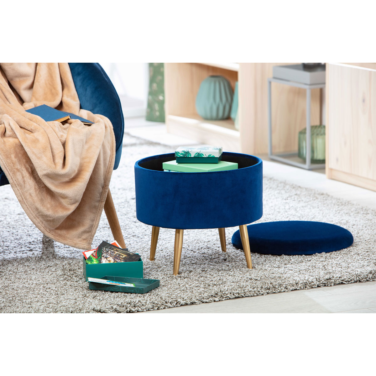 Inter Link Hocker „Willandra“, blau, 41x38x41 cm Bild 7