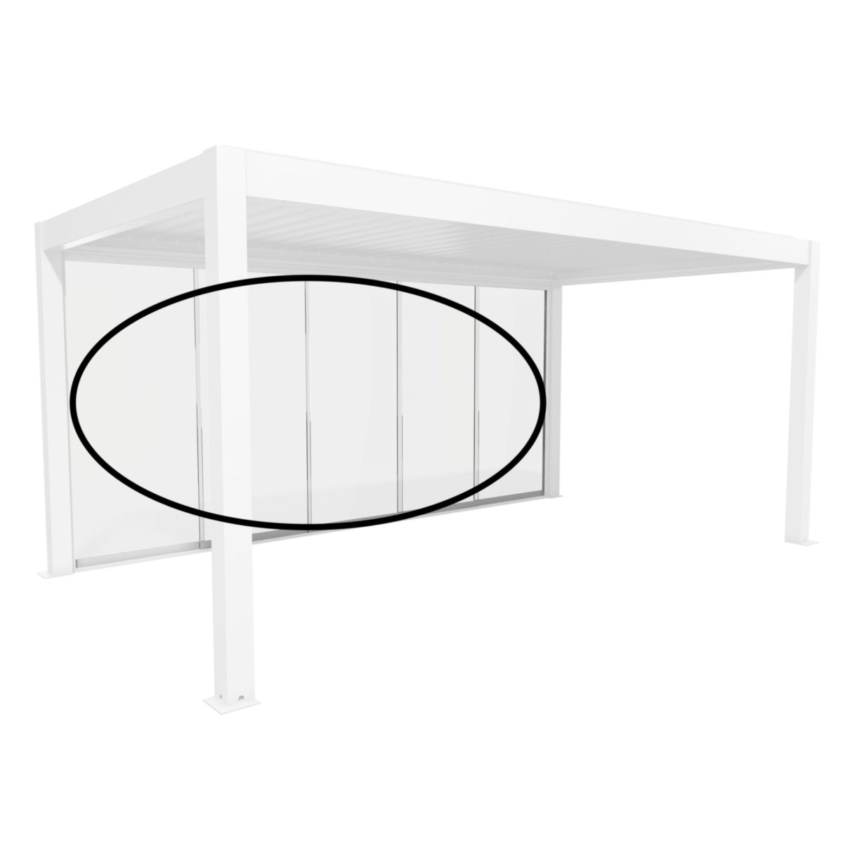 Biohort Glasschiebewand Klarglas 5,5m weiss für Pergola