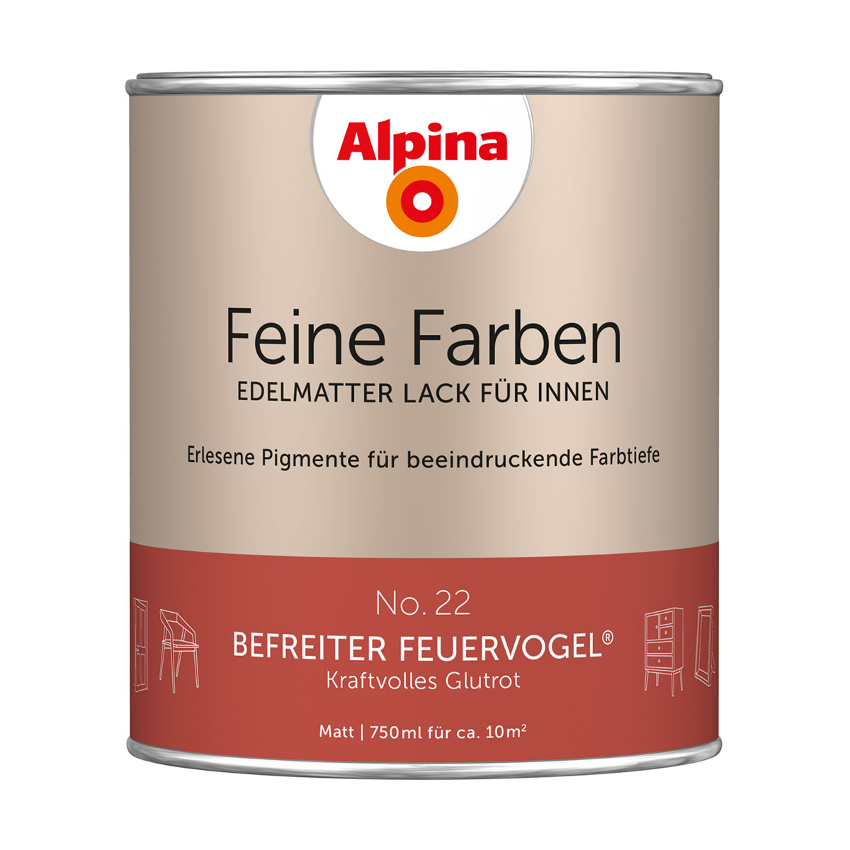 Alpina  Buntlack Feine Farben Lack No 22 Befreiter Feuervogel edelmatt 750ml