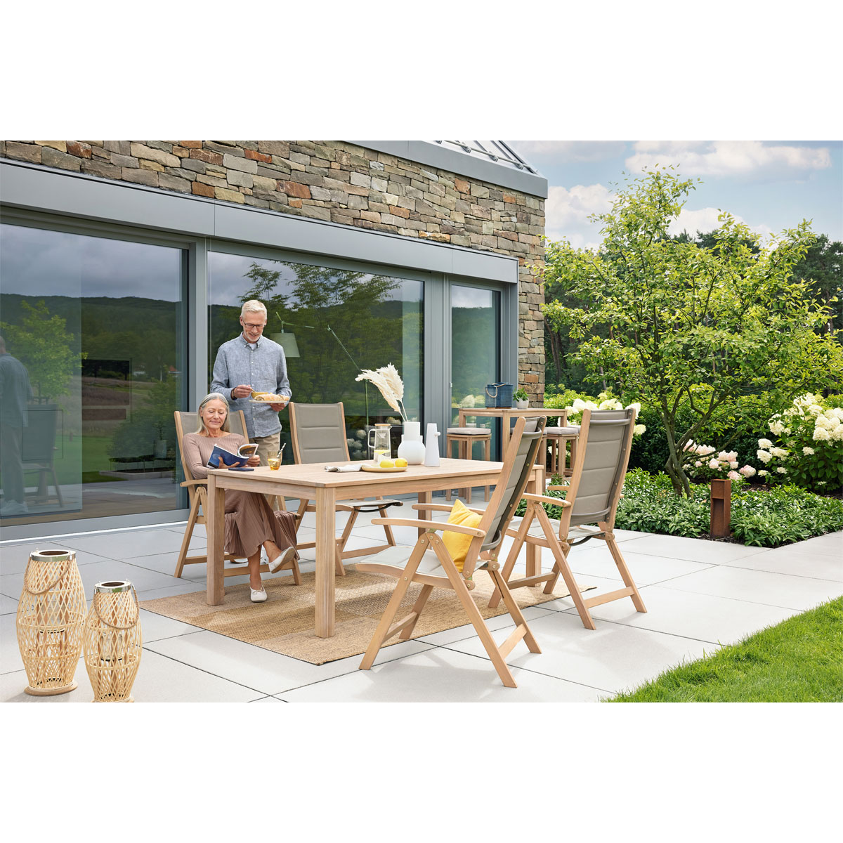 Haveson Stapelsessel Mykonos Akazienholz 58 x 84 x 58 cm hellgrau Bild 7