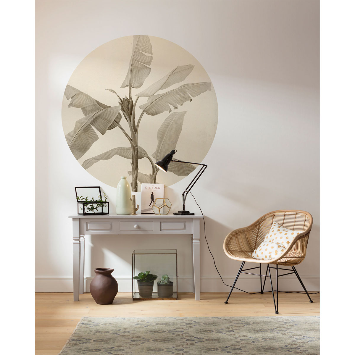 Komar  Selbstklebende Vlies Fototapete rund Banana Plant Durchmesser 125 cm