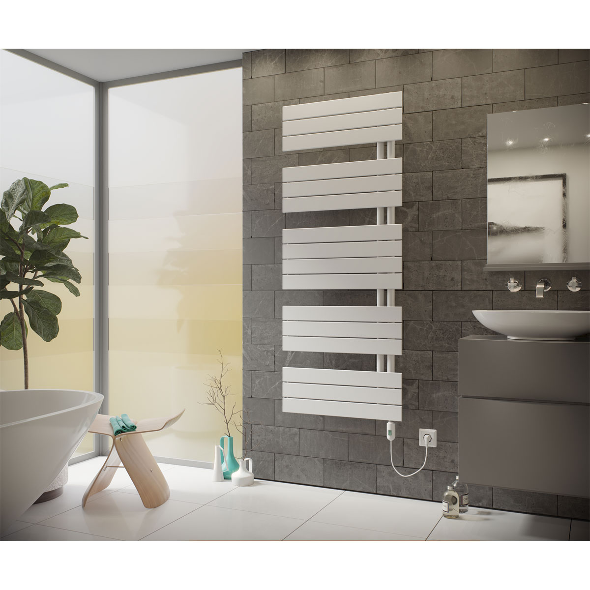 Ximax  Elektrischer Handtuchwärmer P2-Open 1495 x 700 mm 900 Watt Typ 2 Weiß Bild 1