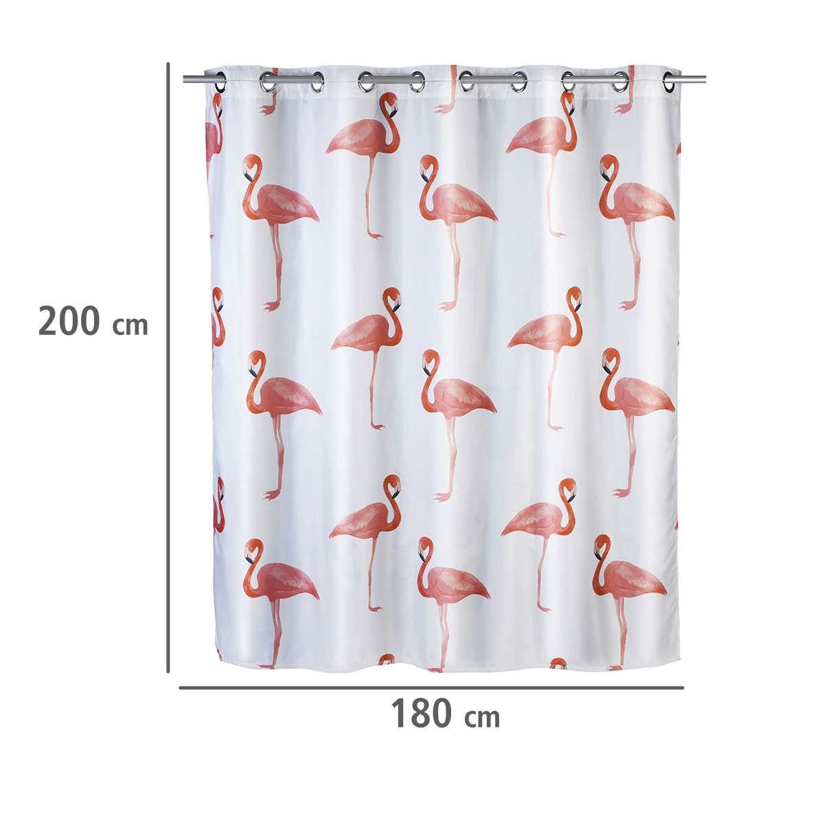 Wenko  Anti-Schimmel Duschvorhang Flamingo Flex Textil Polyester 180 x 200 cm waschbar Bild 5