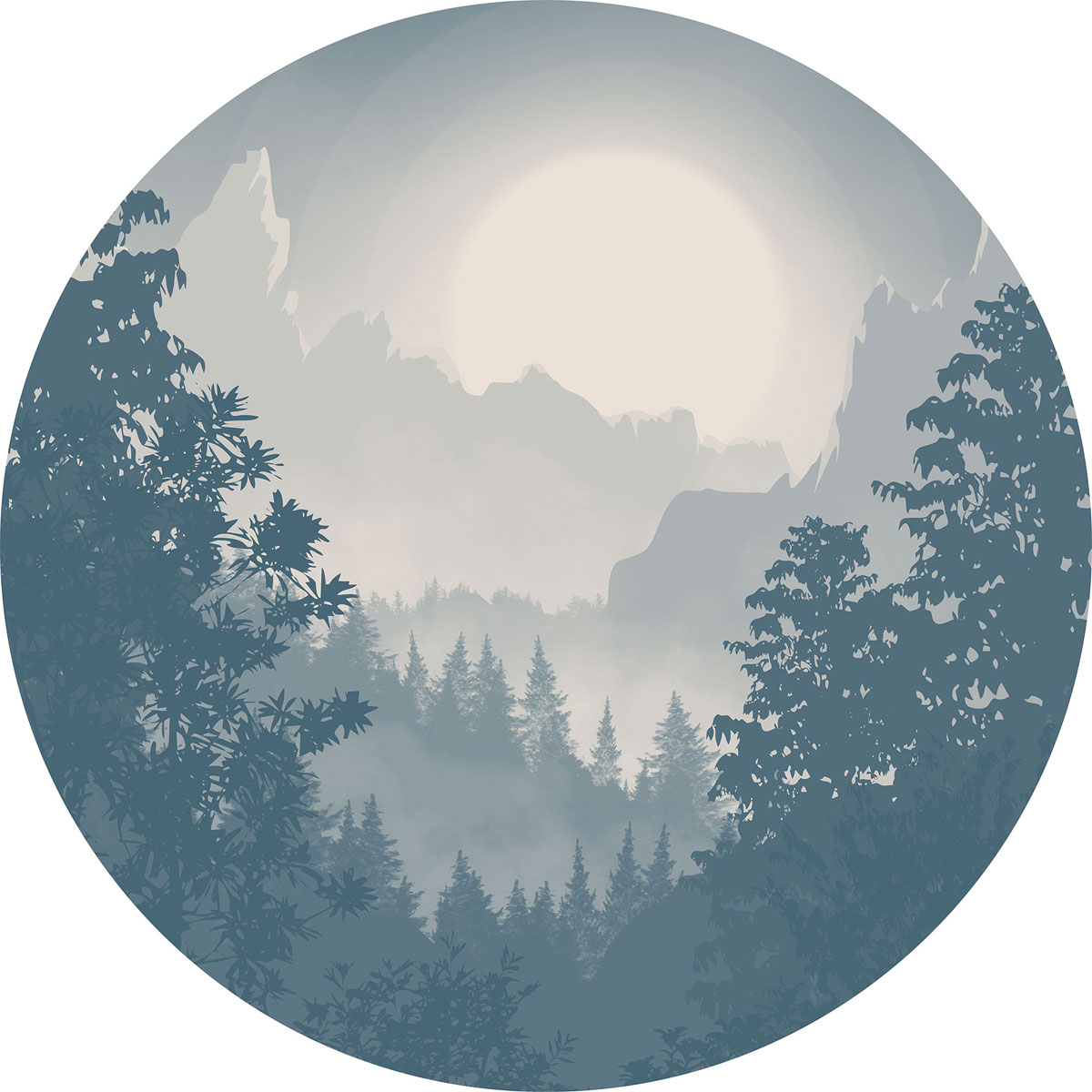 Komar  Selbstklebende Vlies Fototapete rund Blue Valley Durchmesser 125 cm Bild 2