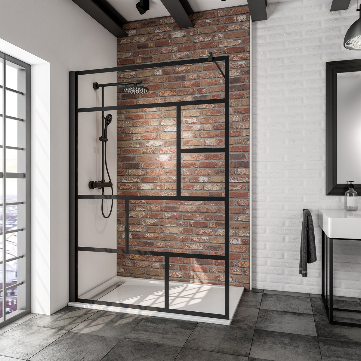 Schulte BlackStyle Walk In Alexa Style 2.0 mit Dekor Atelier 1 200 x 140 cm