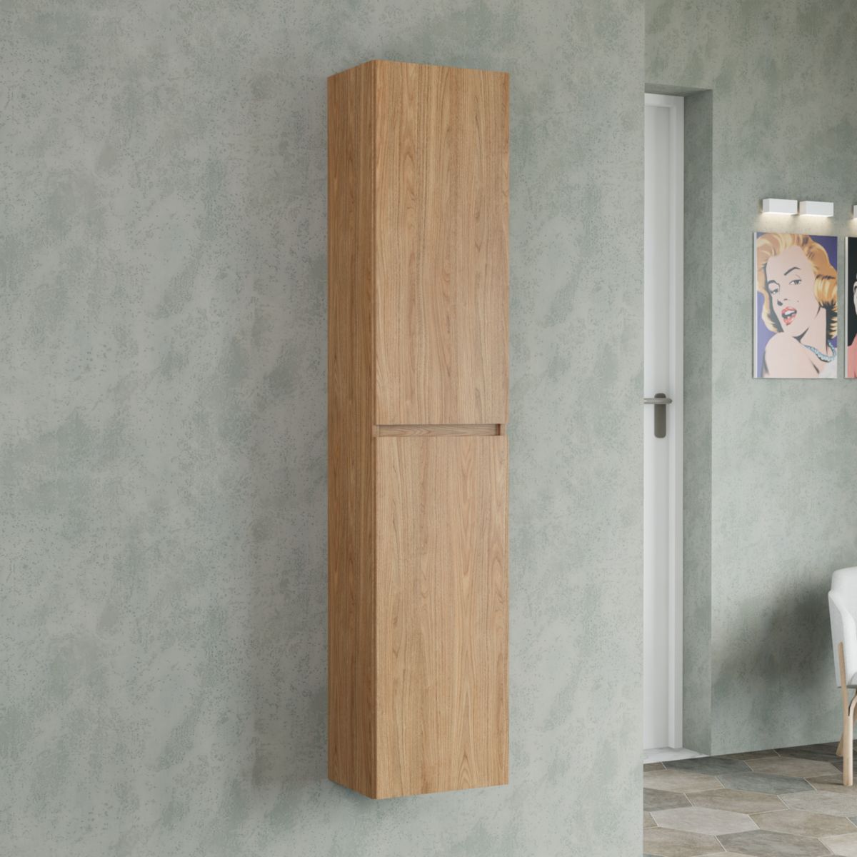 Progetto Idea Stella Hochschrank Miral BxHxT 34x132x25cm, 2 Türen, verschiedene Holzdekore