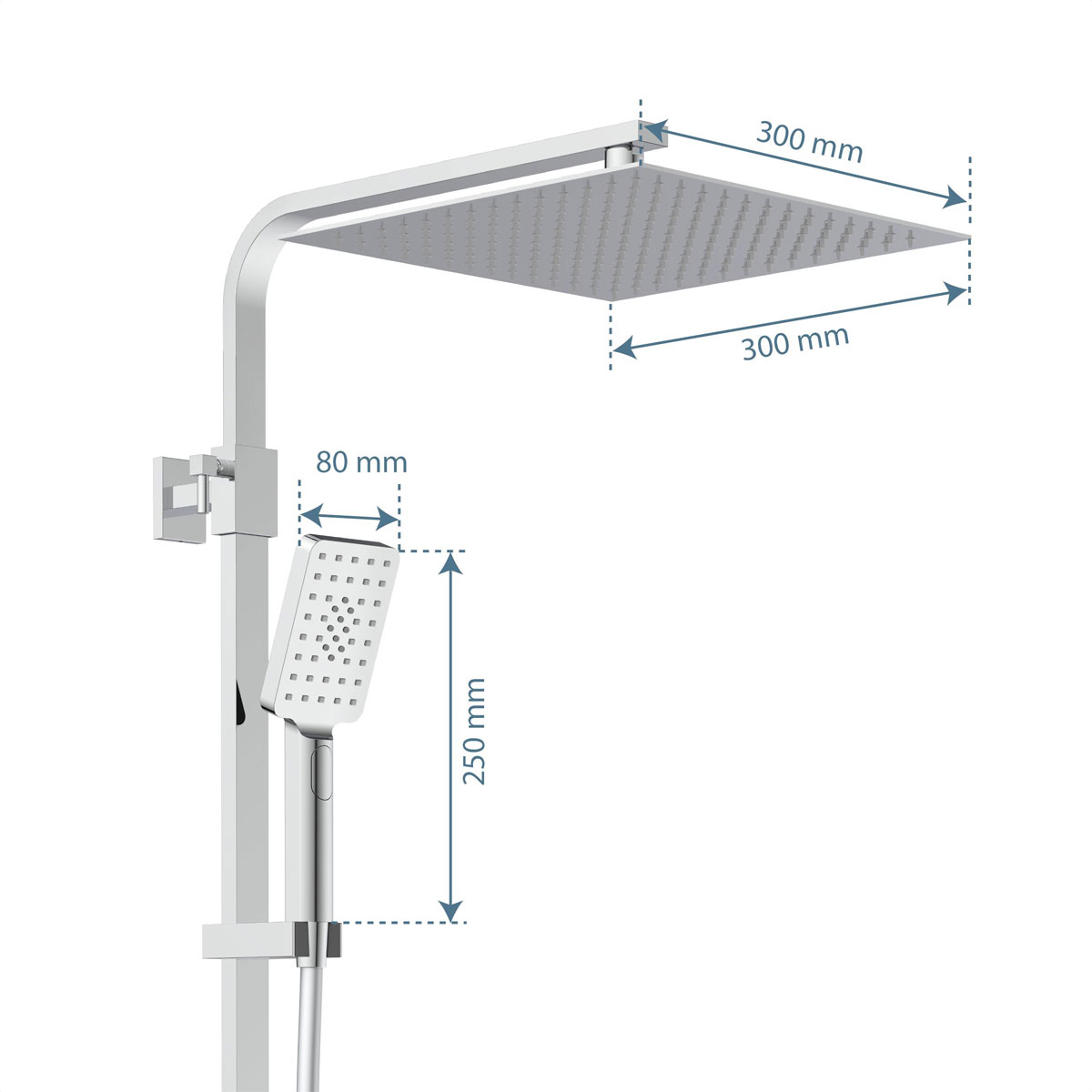 Überkopf-Brauseset Ocean mit Thermostatarmatur chrom/weiß mit Ablage Bild 3