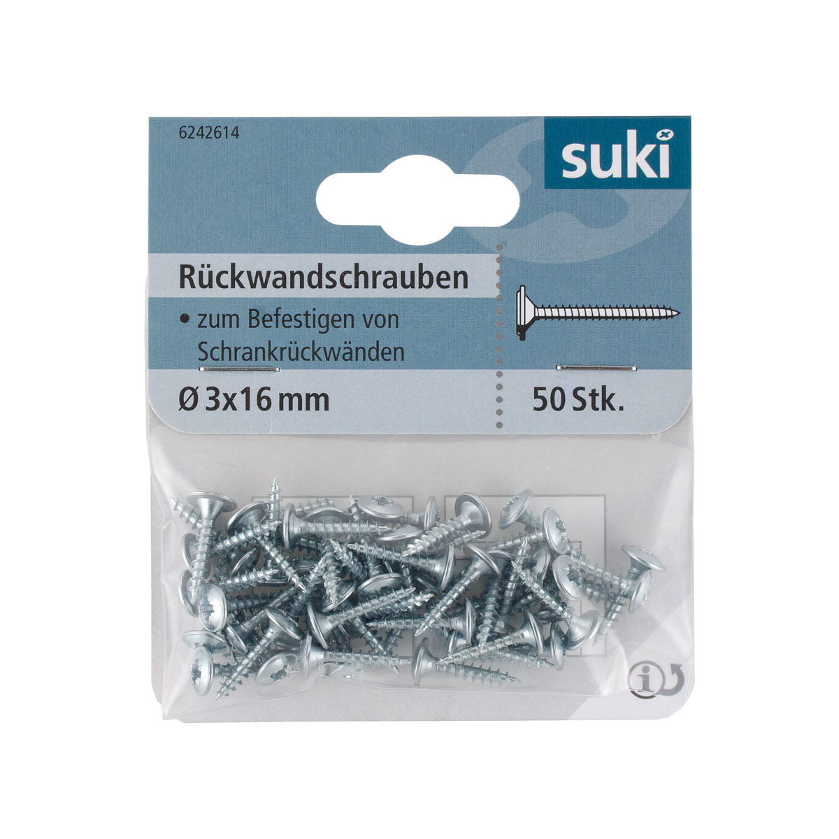 Suki Rückwandschraube Senkkopf Kreutzschlitz 3 x 16 mm 50 Stück Bild 1