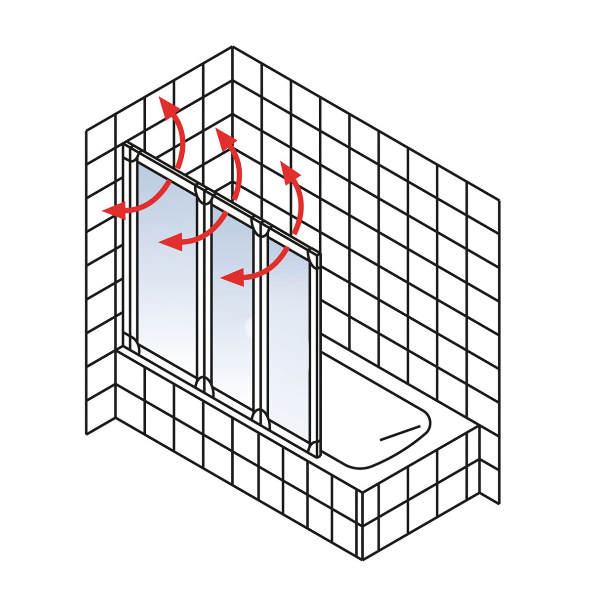 Schulte Badewannenfaltwand 3-teilig Komfort Echtglas alpinweiß Bild 3