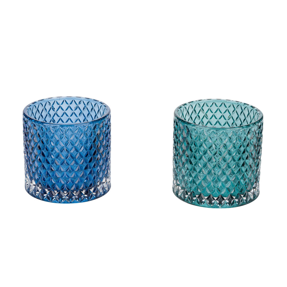 Glas-Windlicht Durchmesser 10,5 x 10 cm blau-petrol