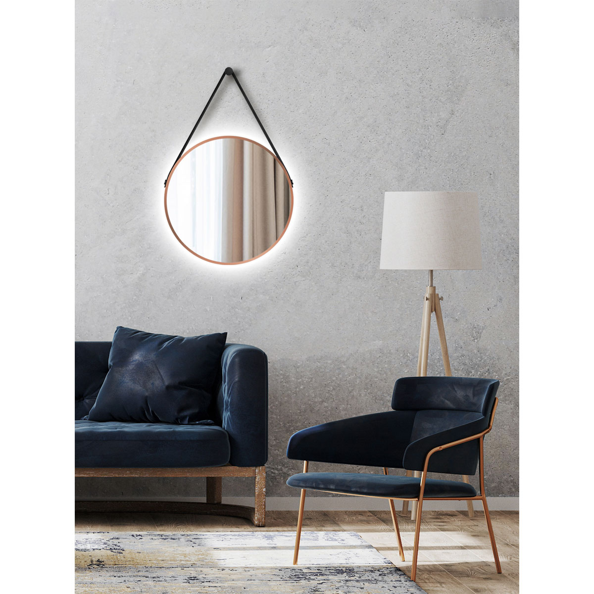 DSK  Design LED Lichtspiegel Silver Barbier Copper Dm 50 cm Bild 4