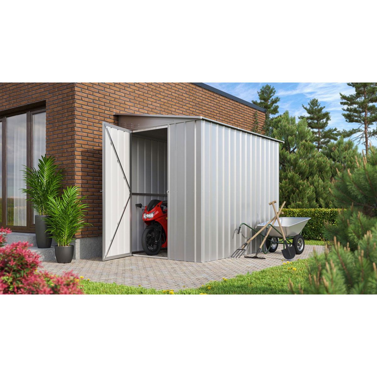 Globel Gerätehaus Lean To 3,4m² silber Bild 7