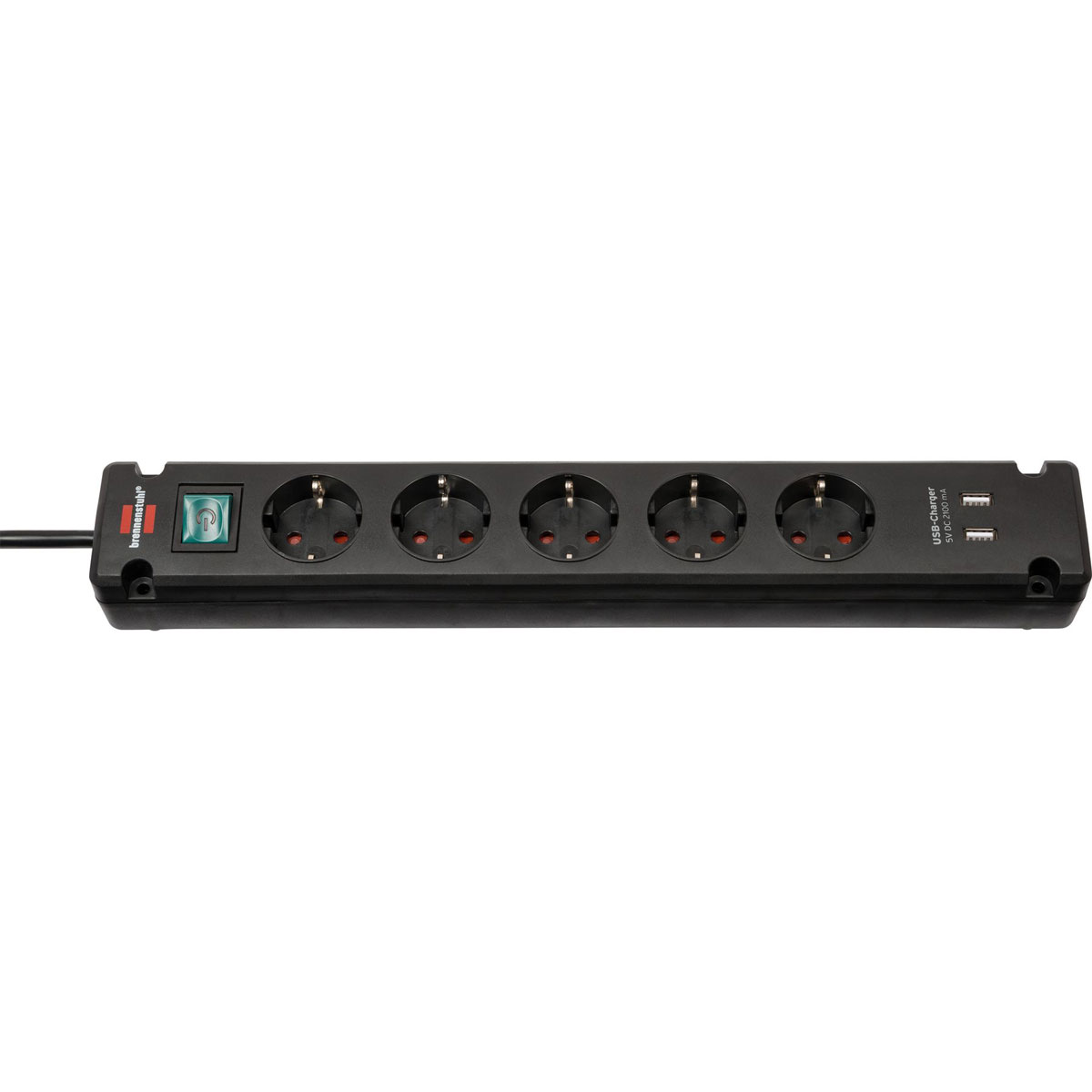 Bremounta 5fach mit USB schwarz DE 3mH05VV-F3G1,5 mit Schalter