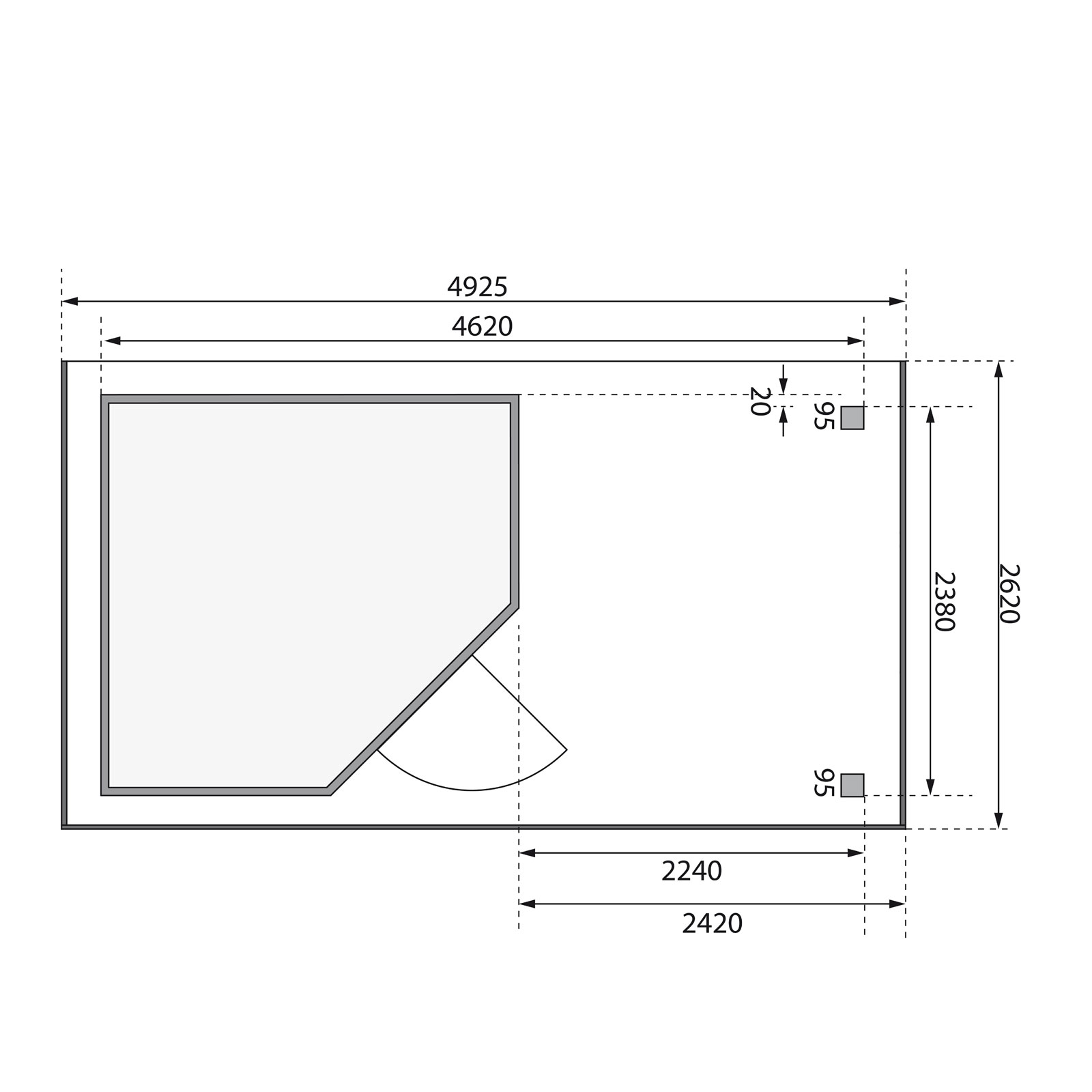 Karibu BBH Schwandorf 5 Set mit Anbau naturbelassen Bild 8