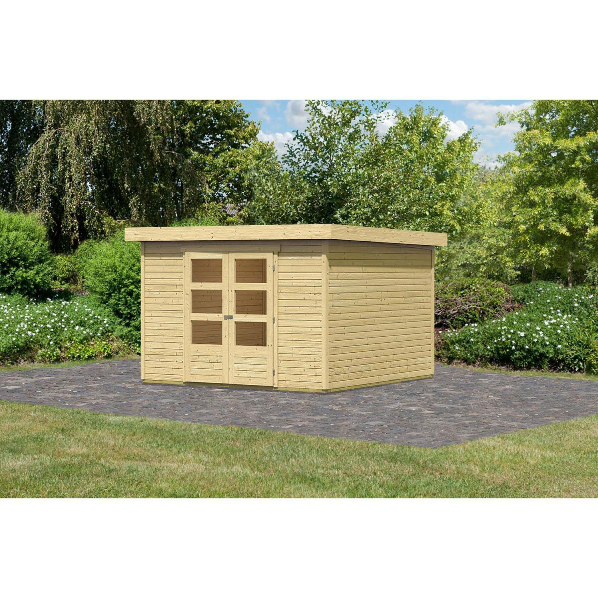 Karibu Gartenhaus Askola naturbelassen 302 x 306 x 216 cm Bild 1