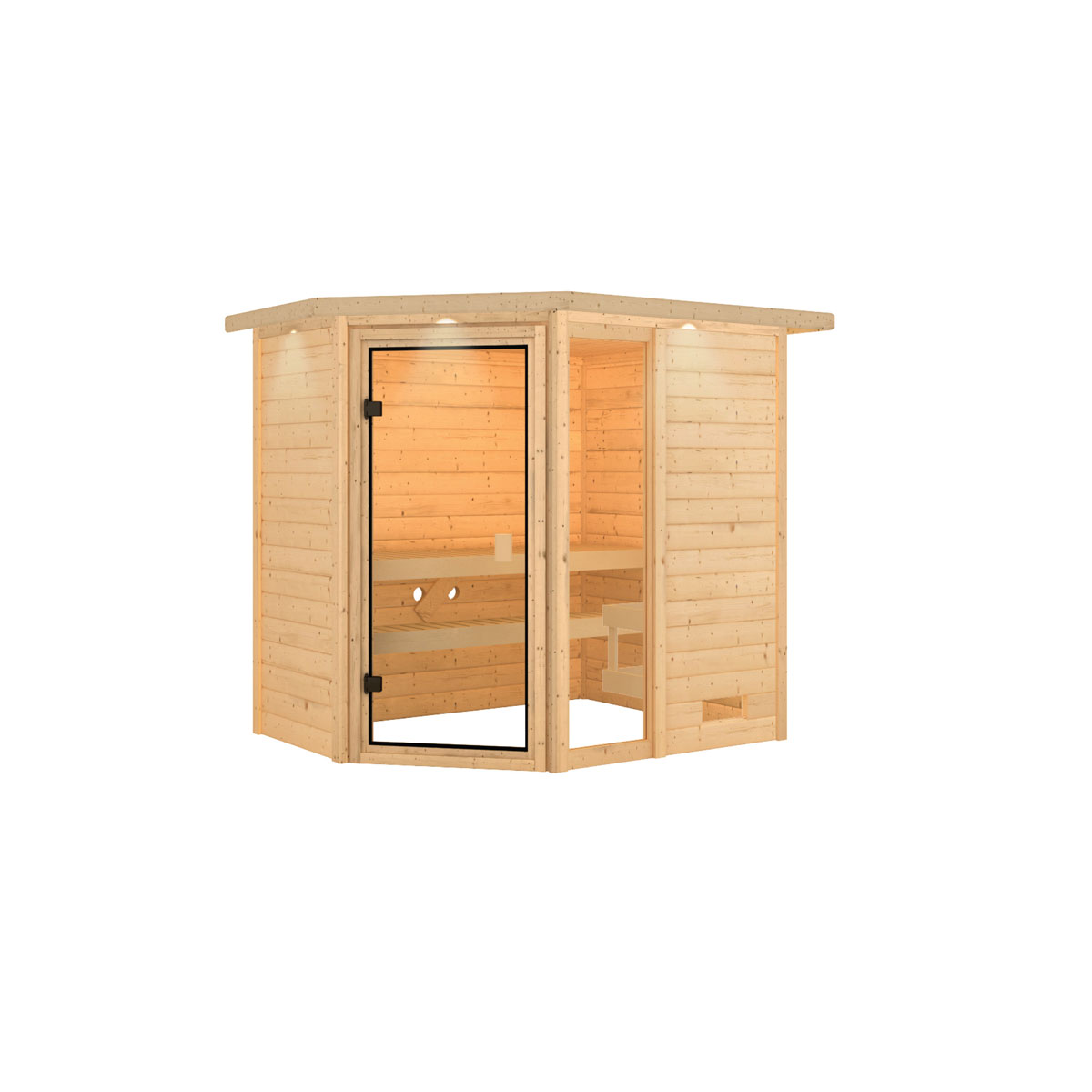 Karibu Sauna Jada mit Kranz naturbelassen ohne Ofen Bild 2