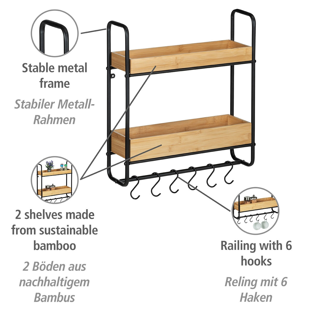Wenko  Wandregal Loft mit 2 Etagen Badezimmerregal mit 2 Böden Wohnregal Bild 2