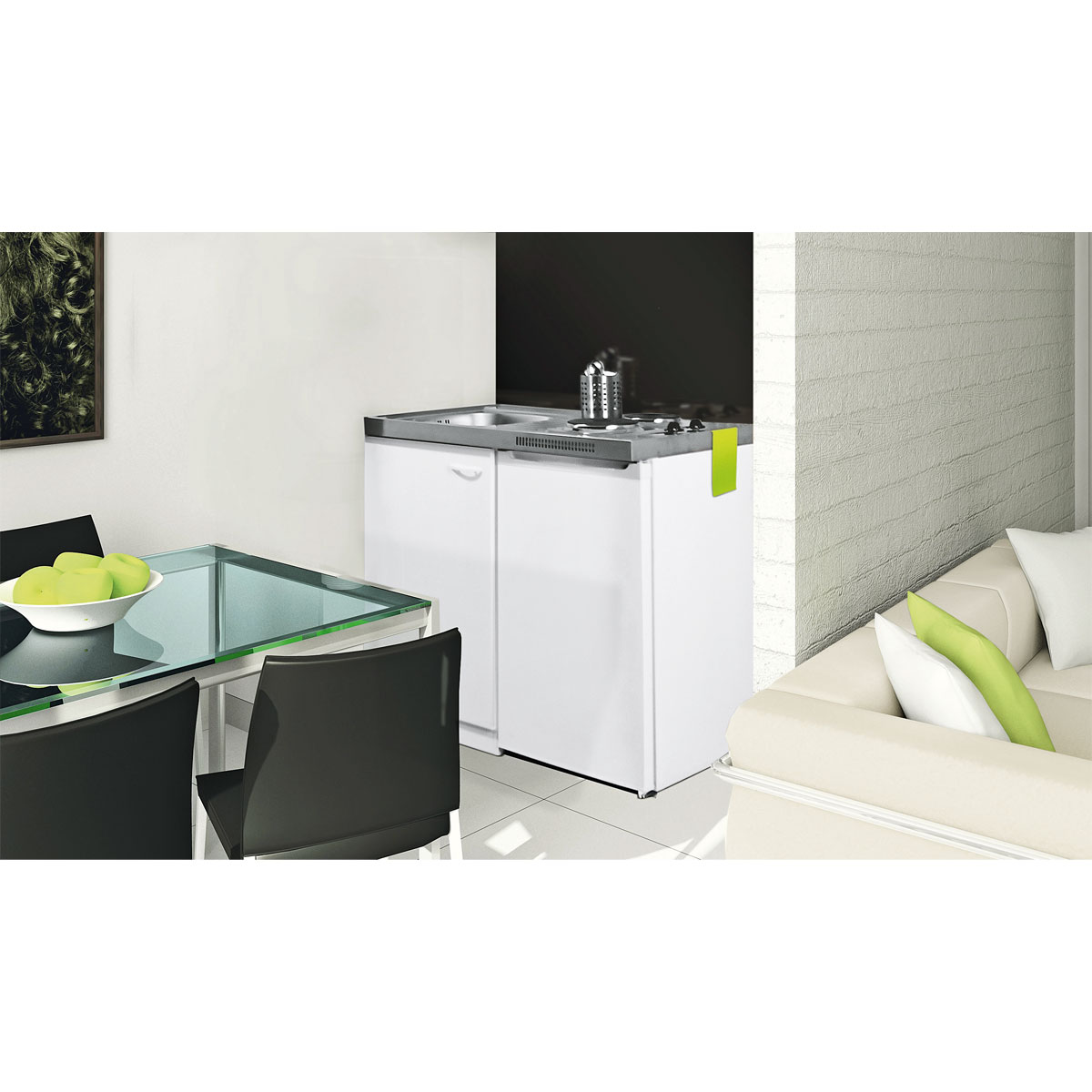 Respekta Levin Miniküche Pantry100SV 100 cm Weiß Bild 2