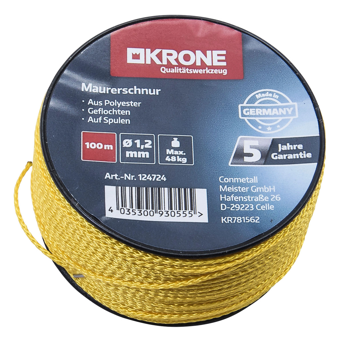 Krone  Maurerschnur 1,0 mm-100m neon-rot