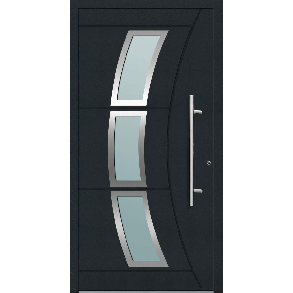 Aluminium Sicherheits-Haustür Venedig Exklusiv 75 mm anthrazit 110 x 210 cm Anschlag rechts inkl Griffset Bild 1