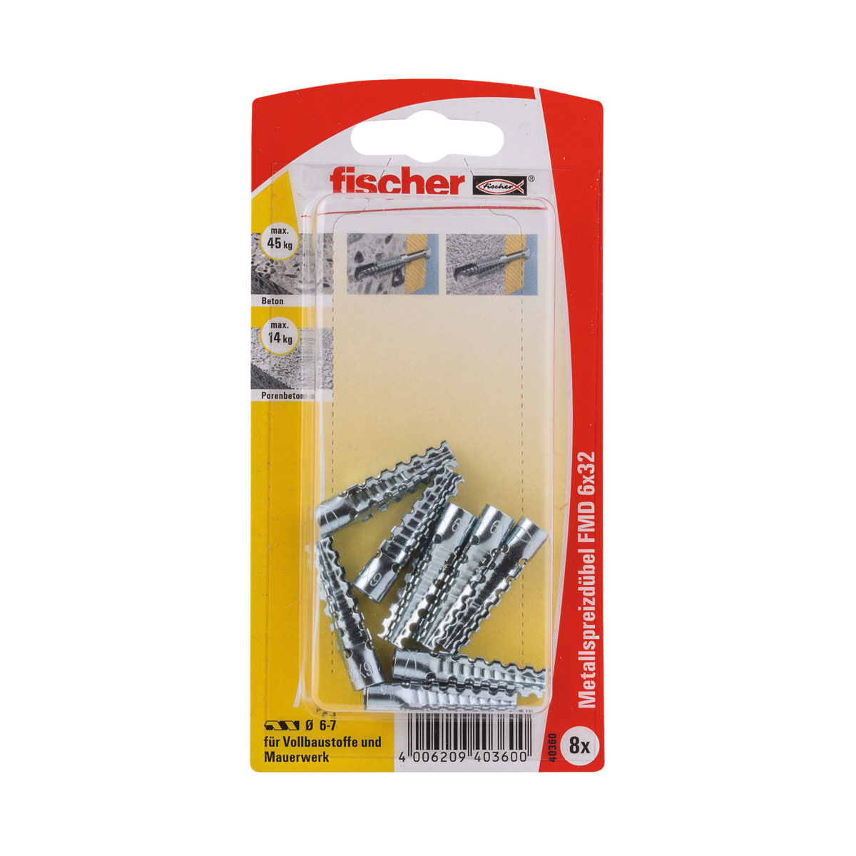 Fischer  Metallspreizdübel FMD 6 x 32 mm 8 Stück