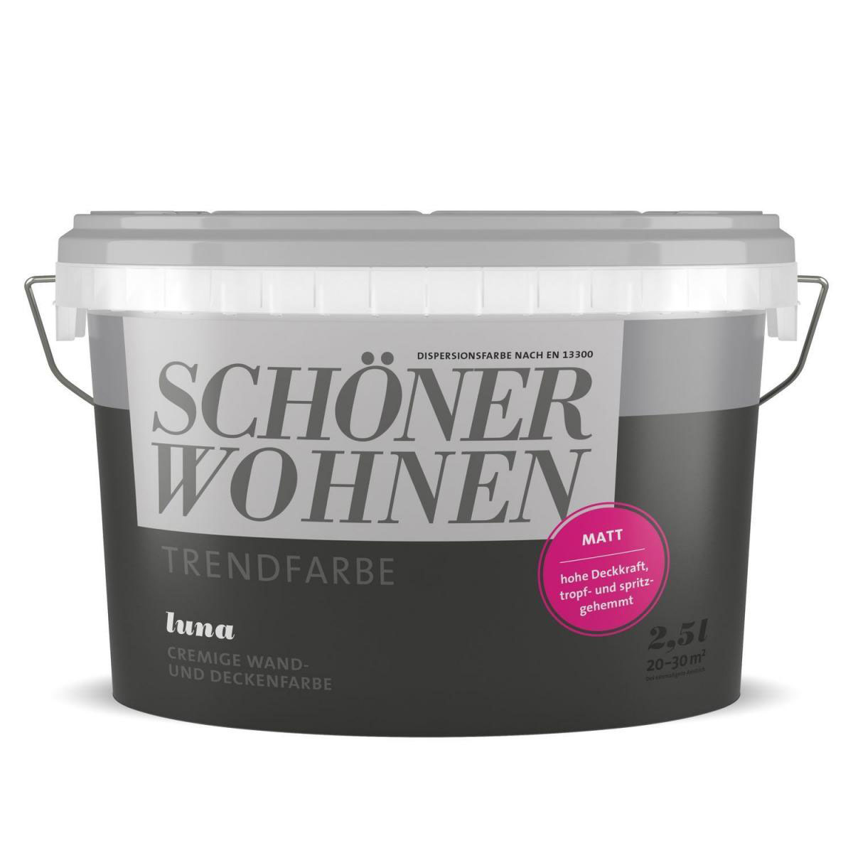 Schöner Wohnen Farbe Trend Wandfarbe Luna matt 2,5 L Bild 1