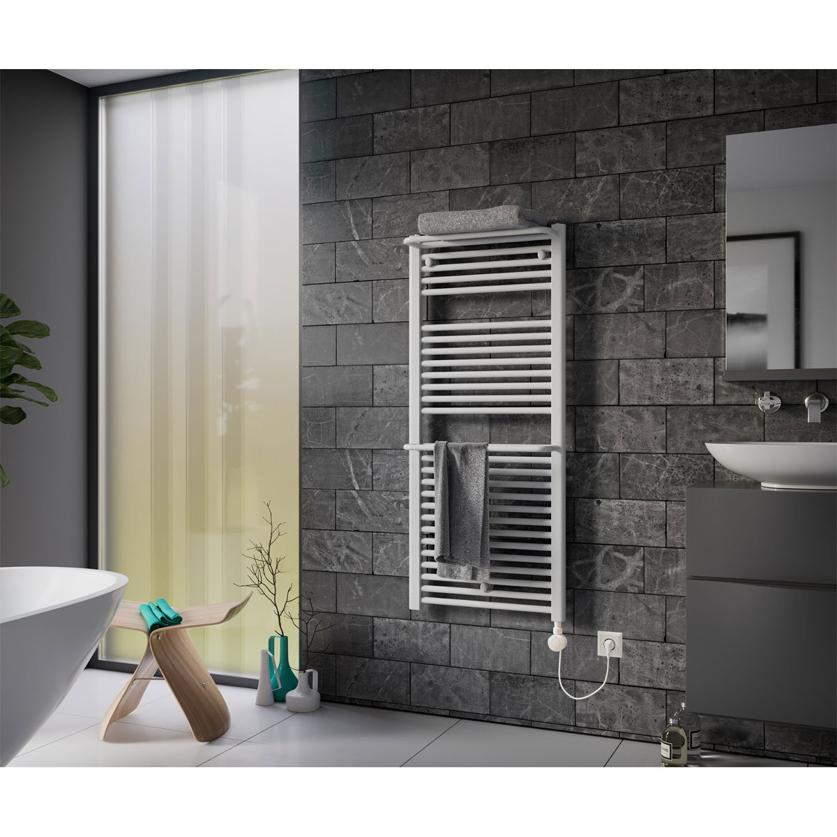 Ximax  Elektrischer Handtuchwärmer Plus 1172 x 500 mm 600 Watt Typ 5 Weiß