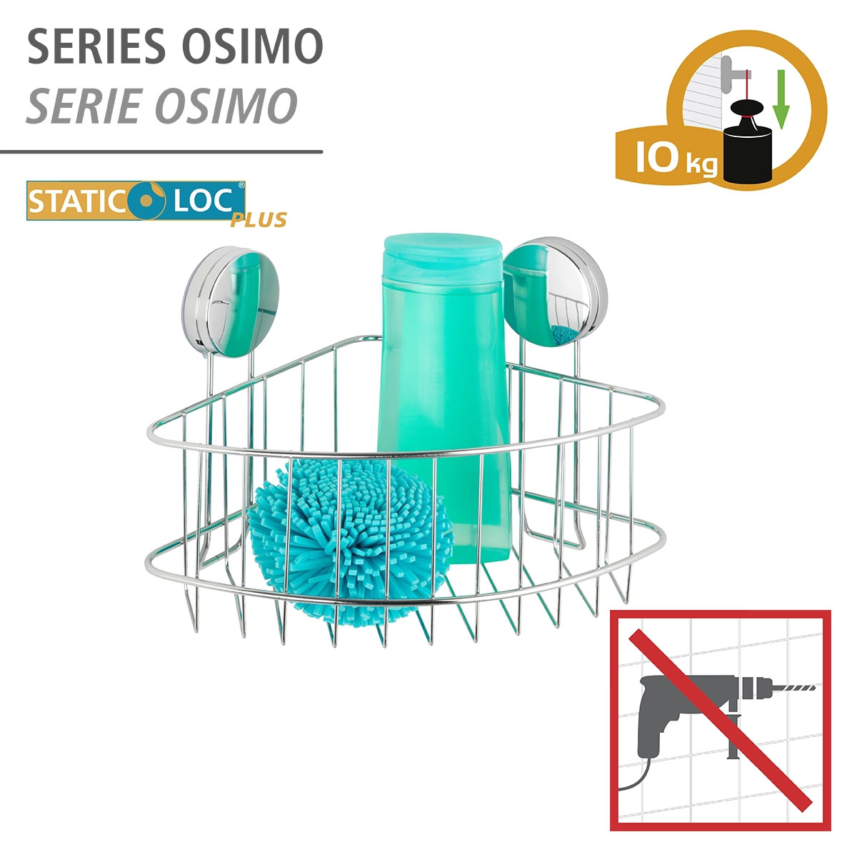 Wenko Eckablage Osimo Befestigen ohne bohren Static-Loc Bild 2