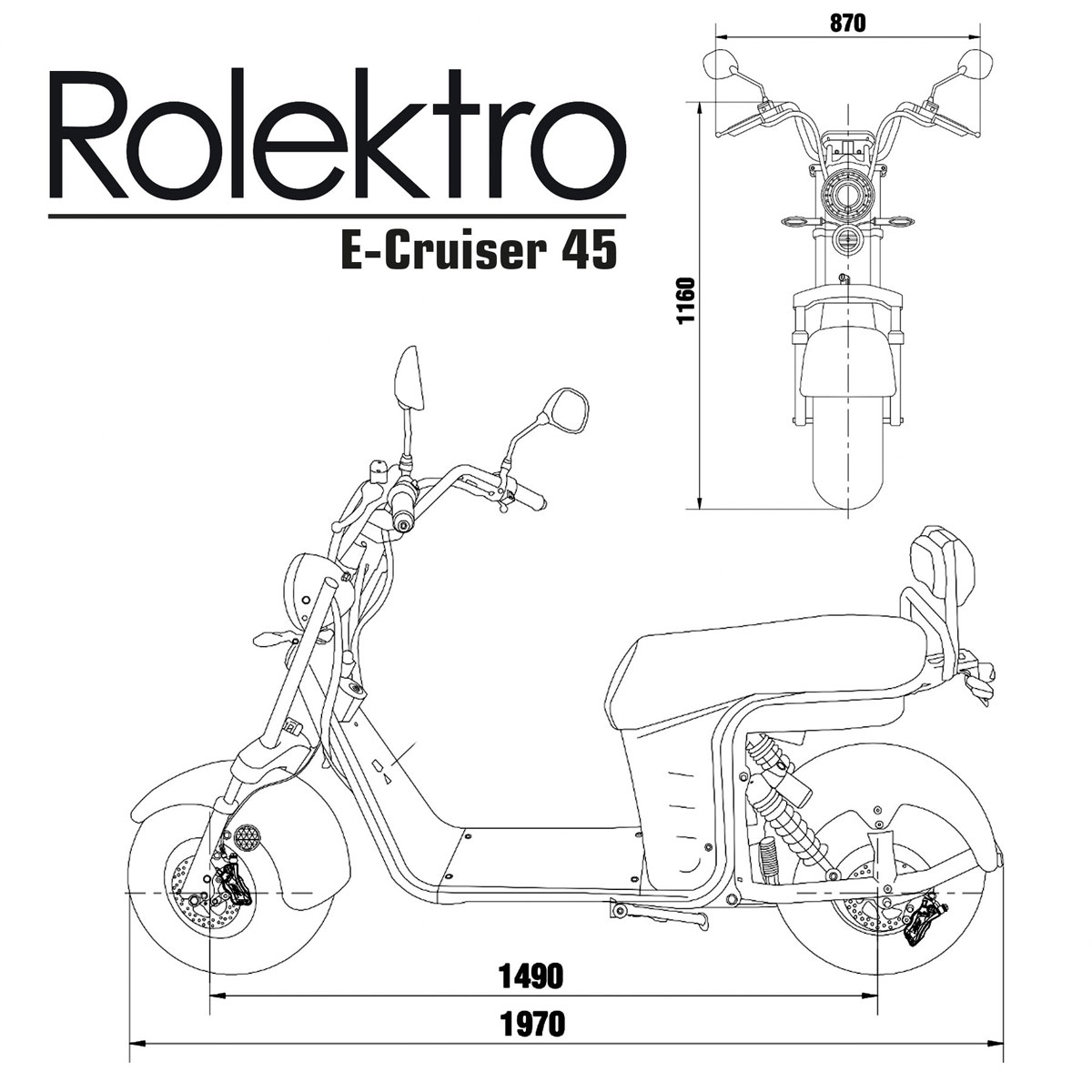 Rolektro E-Cruiser Schwarz, 45km/h Bild 6