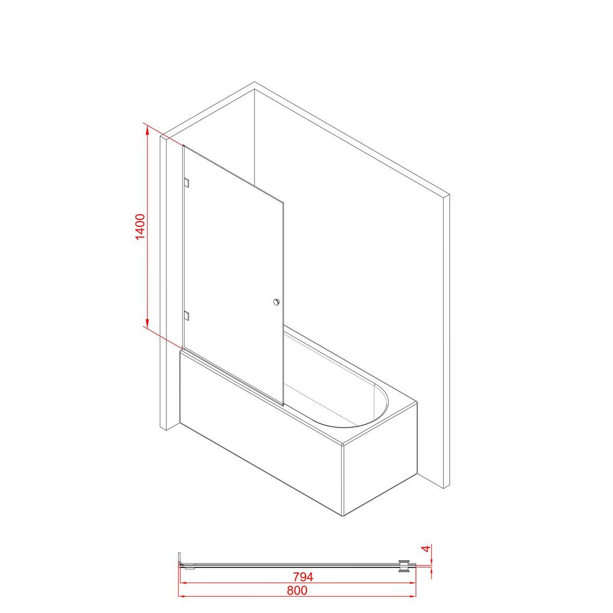 Aurlane Badewannenfaltwand Black Soul 1 80 x 140 cm  Bild 2