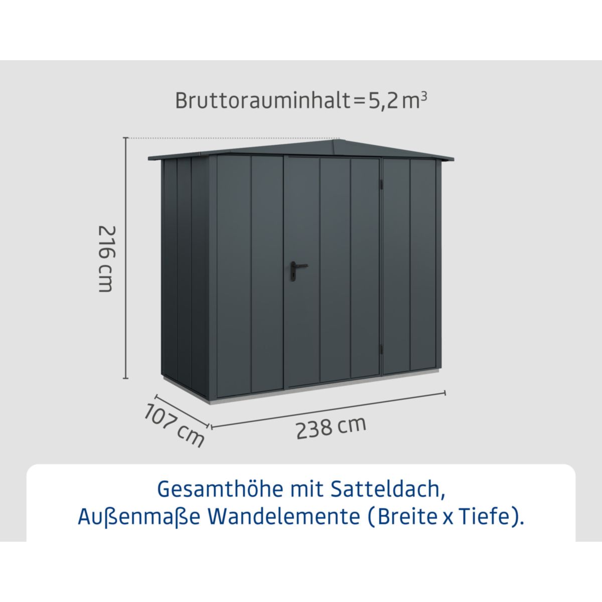 EcoStar  Gerätehaus Elegant-STyp 1RAL7016 1 flg Bild 3