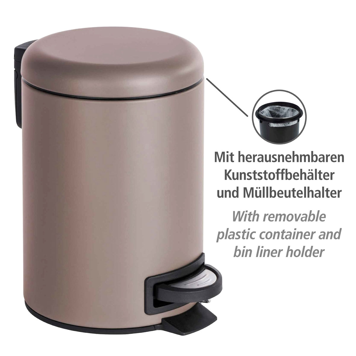 Wenko Kosmetik Treteimer Leman taupe 3 L Bild 2