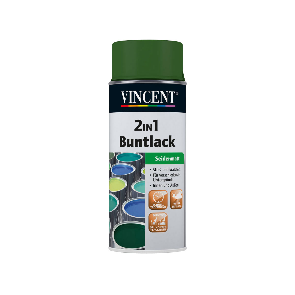 Vincent 2in1 Buntsprühlack laubgrün seidenmatt 150 ml