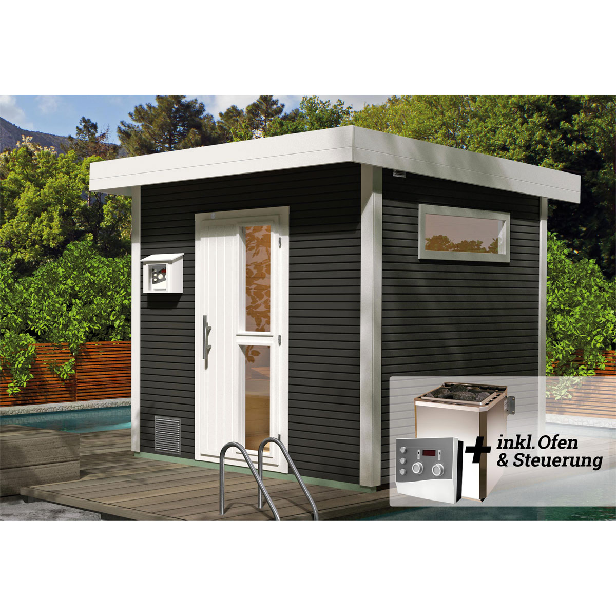 Weka  Design-Saunahaus Kuopio Sparset 9,0 kW Bio S inkl analoger Steuerung natur Bild 2