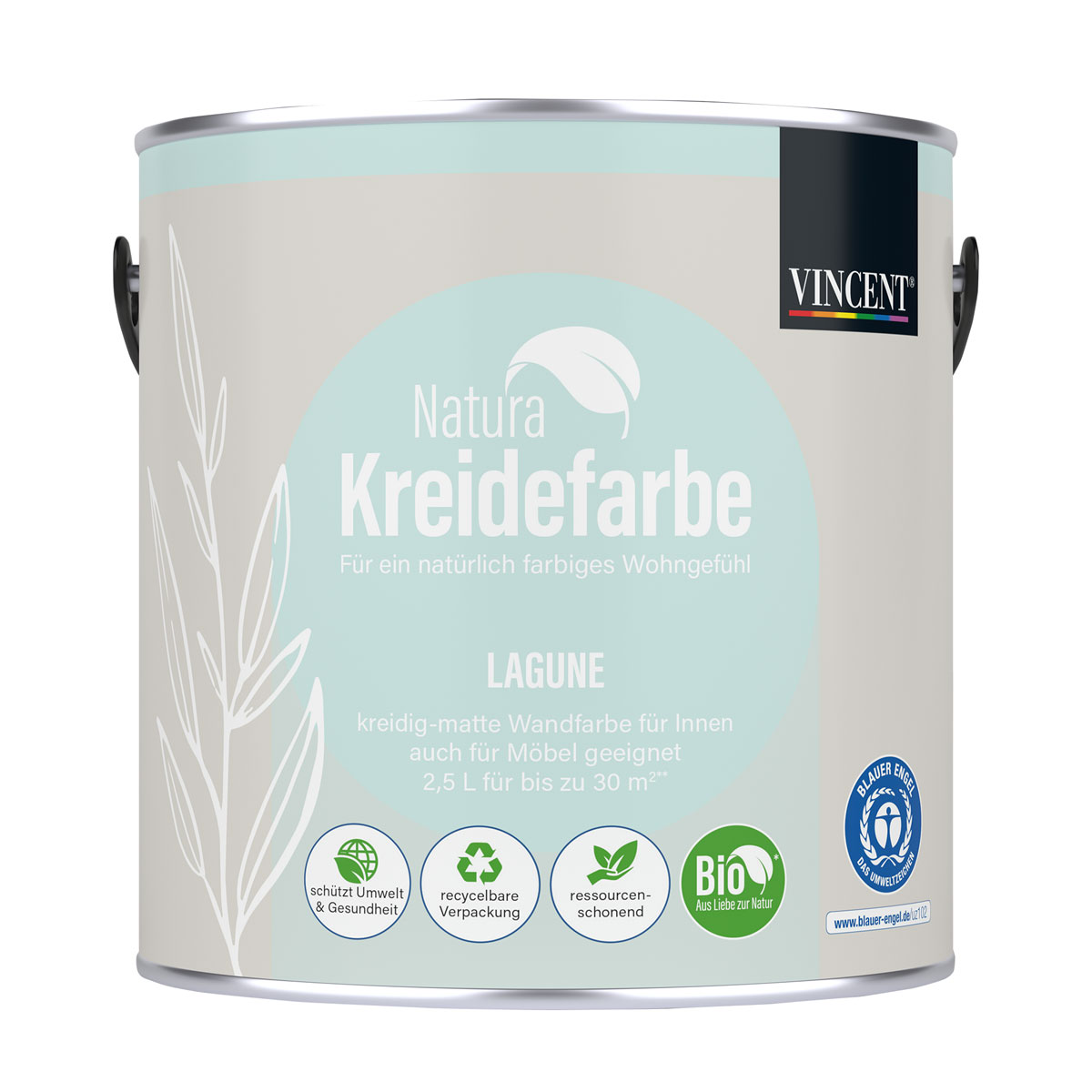 Vincent  Natura Kreidefarbe Lagune matt 2,5 L Bild 1