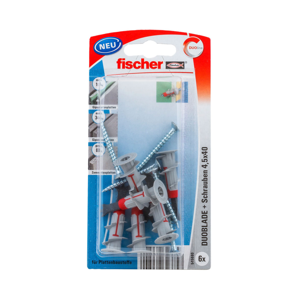 Fischer  Gipskartonplatten-Dübel DuoBlade K 6 Stück Bild 1