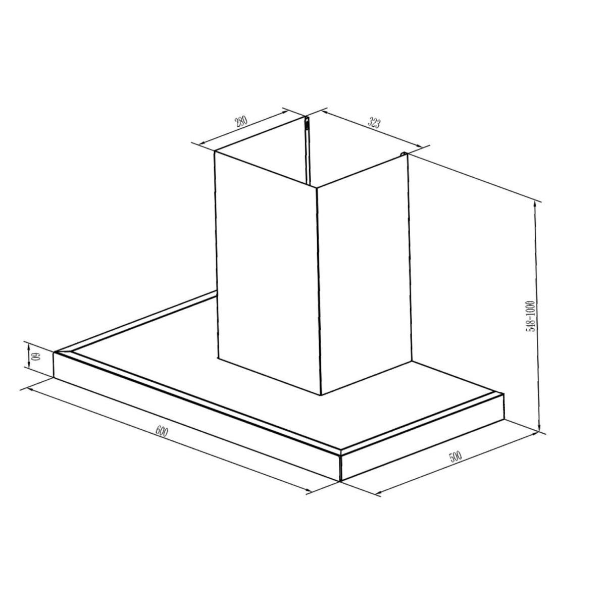 respekta Blockhaube CH44060GAM60 cm, schwarze Glasfront, EEK A Bild 2
