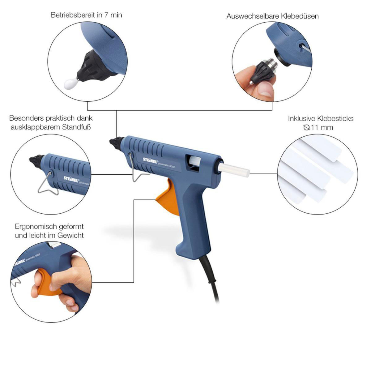 Steinel Heißklebepistole Gluematic 3002 inkl 3 Klebesticks Bild 2