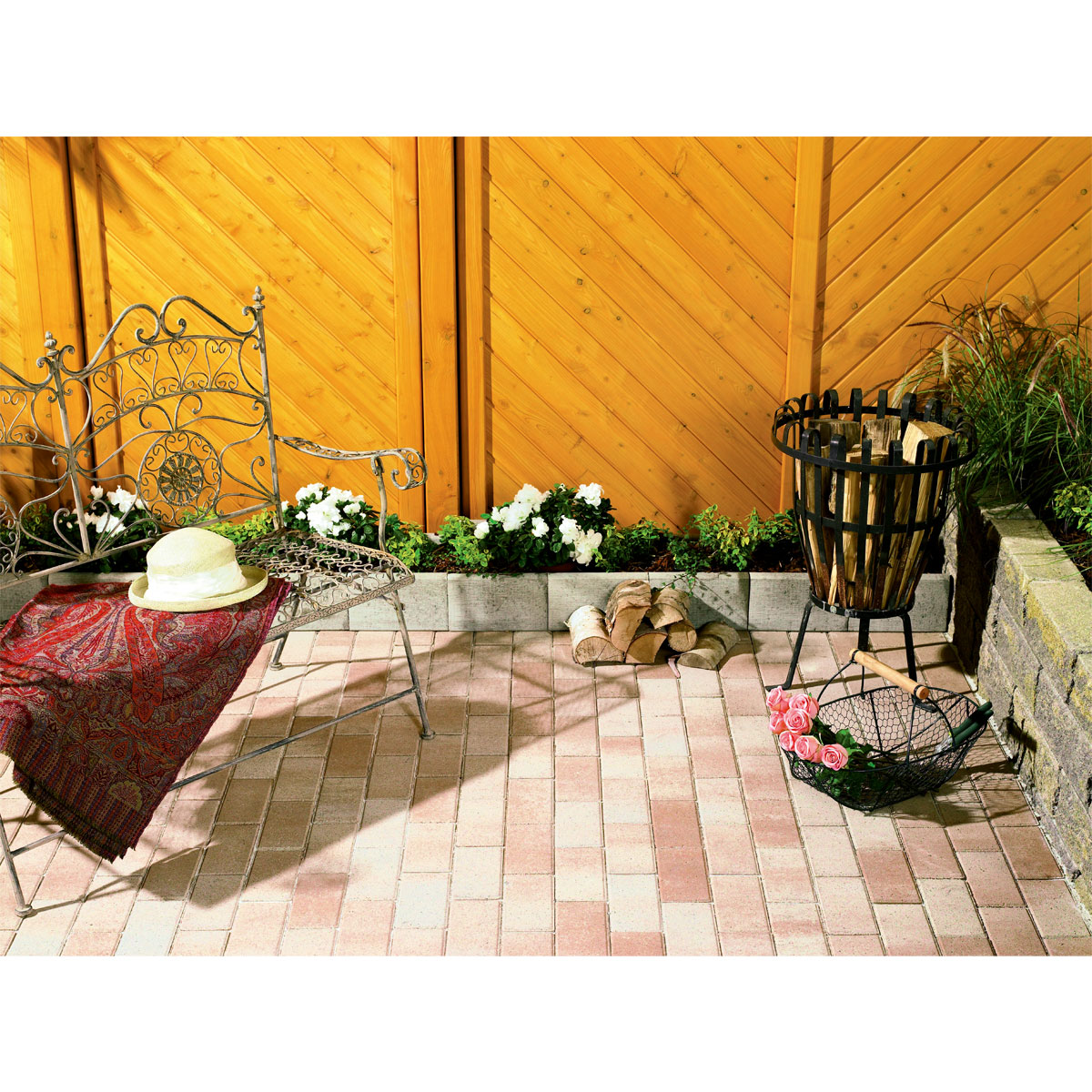 Lusit  Pflasterstein Rechteck Sahara-weiss-Melange mit Fase Bild 2