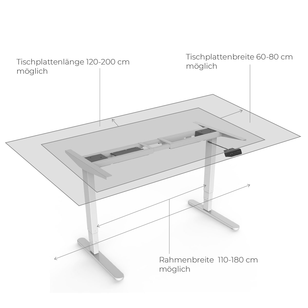 Better Home elektrisch höhenverstellbares Schreibtischgestell FlexiDesk DM2 Dual Motor Bild 4