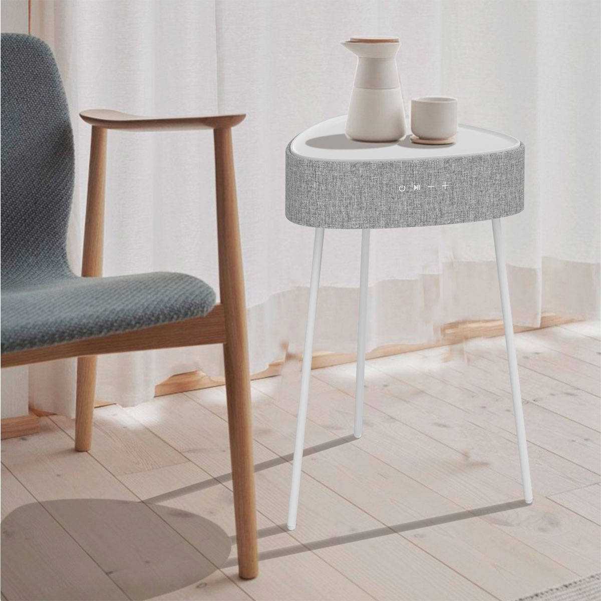 Fontastic Tisch Mesu mit drahtlosem Lautsprecher weiß Bild 4